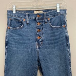 Madewell 10” high rise button front skinny jeans